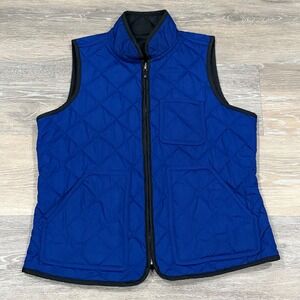 Lauren Ralph Lauren Reversible Quilted Vest Royal Blue Black WomensPetite Medium